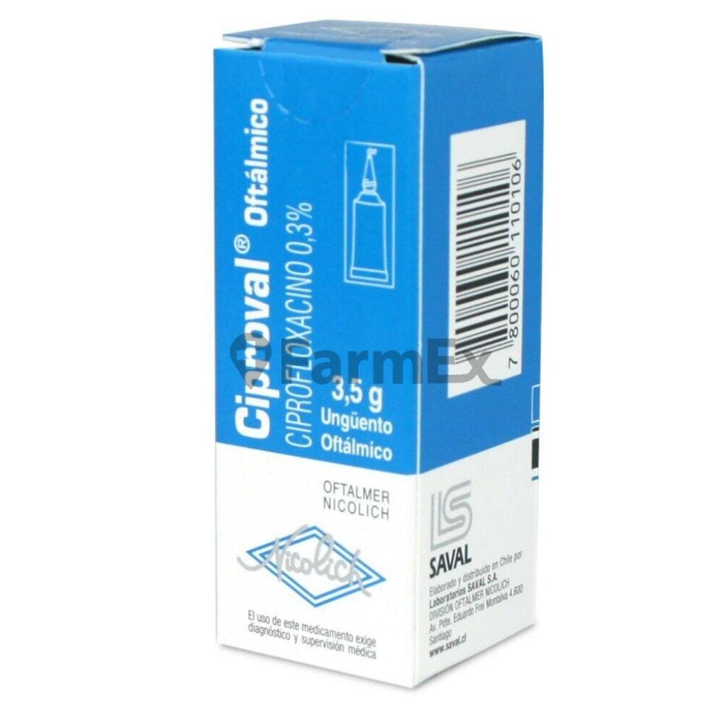 Ciproval Ungüento Oftálmico 0,3 % x 3,5 g Farmex-Fonasa-Persistente